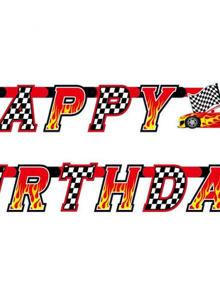 Autóverseny Race Happy Birthday papír felirat 220 cm