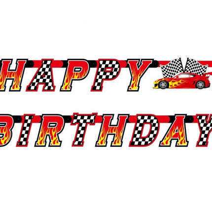 Autóverseny Race Happy Birthday papír felirat 220 cm