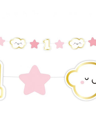 Pink 1st Birthday mini girland 120 cm