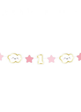 Pink 1st Birthday mini girland 120 cm