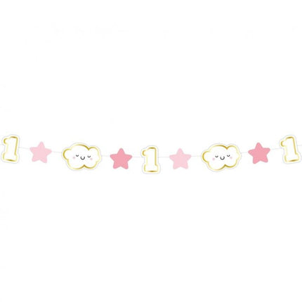 Pink 1st Birthday mini girland 120 cm