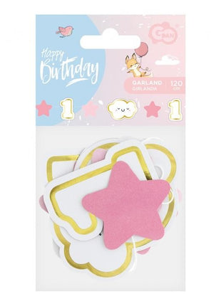 Pink 1st Birthday mini girland 120 cm