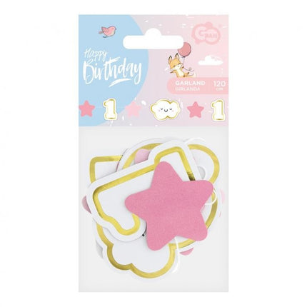 Pink 1st Birthday mini girland 120 cm