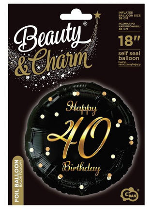 Happy Birthday 40 B&C Gold fólia lufi 36 cm