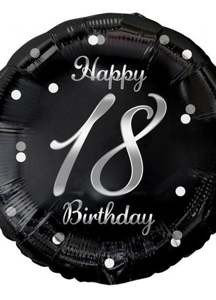 Happy Birthday 18 B&C Silver fólia lufi 36 cm