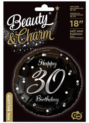 Happy Birthday 30 B&C Silver fólia lufi 36 cm
