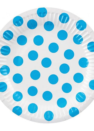 Pöttyös Sky Blue Polka Dot papírtányér 6 db-os 18 cm