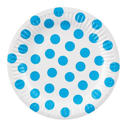 Pöttyös Sky Blue Polka Dot papírtányér 6 db-os 18 cm