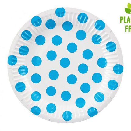 Pöttyös Sky Blue Polka Dot papírtányér 6 db-os 18 cm