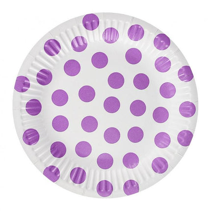 Pöttyös Lavender Polka Dots papírtányér 6 db-os 18 cm
