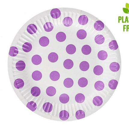 Pöttyös Lavender Polka Dots papírtányér 6 db-os 18 cm