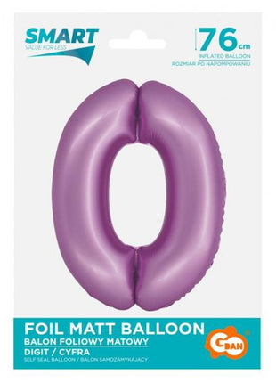 Levendula 0-ás Lavender Mat szám fólia lufi 76 cm