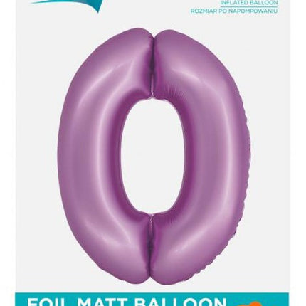 Levendula 0-ás Lavender Mat szám fólia lufi 76 cm