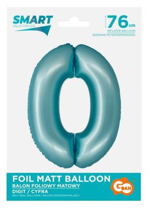 Kék 0-ás Light Blue Mat szám fólia lufi 76 cm