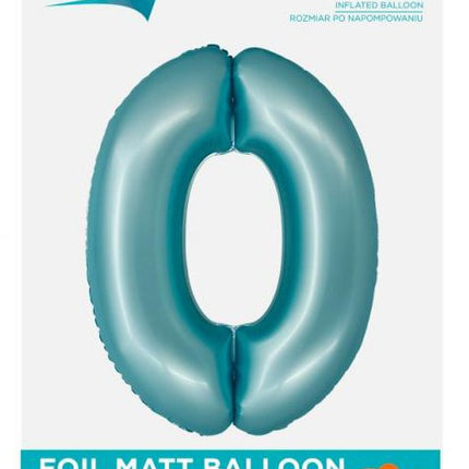 Kék 0-ás Light Blue Mat szám fólia lufi 76 cm