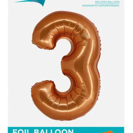 Réz 3-as Copper szám fólia lufi 76 cm