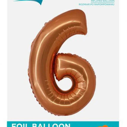 Réz 6-os Copper szám fólia lufi 76 cm