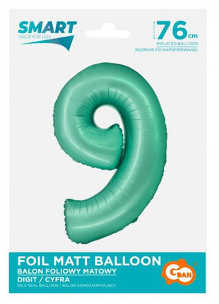 Menta 9-es Mint Mat szám fólia lufi 76 cm