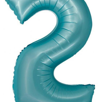 Kék 2-es Light Blue Mat szám fólia lufi 76 cm