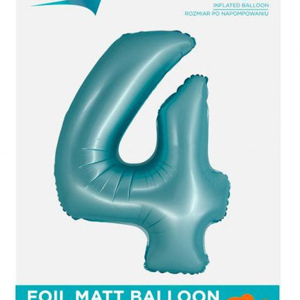 Kék 4-es Light Blue Mat szám fólia lufi 76 cm