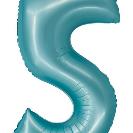 Kék 5-ös Light Blue Mat szám fólia lufi 76 cm