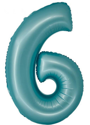 Kék 6-os Light Blue Mat szám fólia lufi 76 cm