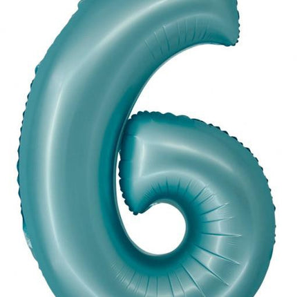 Kék 6-os Light Blue Mat szám fólia lufi 76 cm