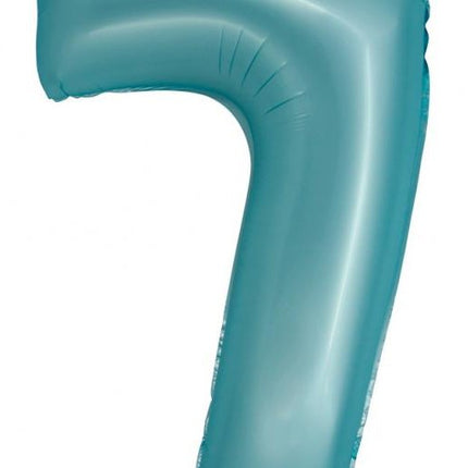 Kék 7-es Light Blue Mat szám fólia lufi 76 cm