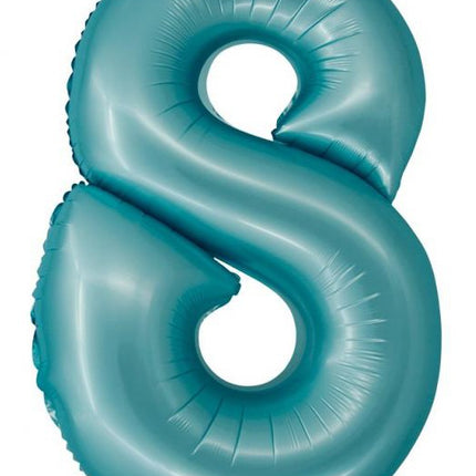 Kék 8-as Light Blue Mat szám fólia lufi 76 cm