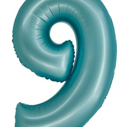 Kék 9-es Light Blue Mat szám fólia lufi 76 cm