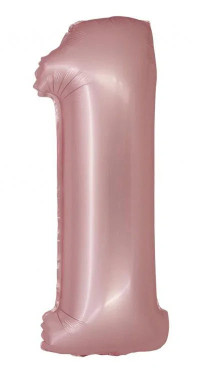 Rózsaszín 1-es Light Pink Mat szám fólia lufi 76 cm