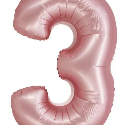 Rózsaszín 3-as Light Pink Mat szám fólia lufi 76 cm