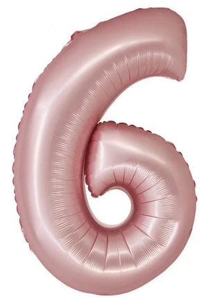 Rózsaszín 6-os Light Pink Mat szám fólia lufi 76 cm