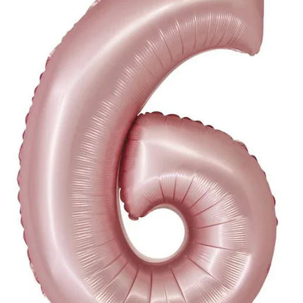 Rózsaszín 6-os Light Pink Mat szám fólia lufi 76 cm
