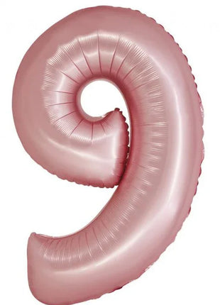Rózsaszín 9-es Light Pink Mat szám fólia lufi 76 cm
