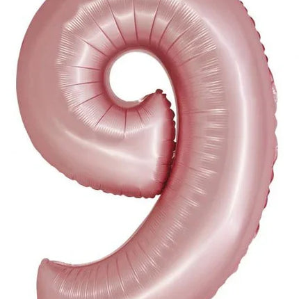 Rózsaszín 9-es Light Pink Mat szám fólia lufi 76 cm