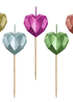 Szív Metallic Heart tortagyertya, gyertya szett 5 db-os