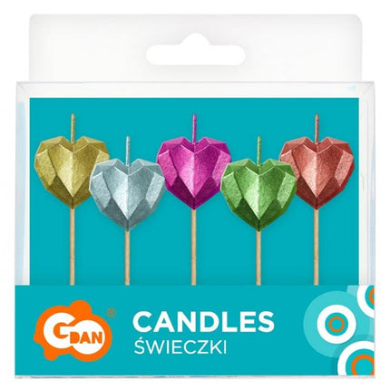 Szív Metallic Heart tortagyertya, gyertya szett 5 db-os