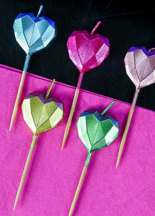 Szív Metallic Heart tortagyertya, gyertya szett 5 db-os