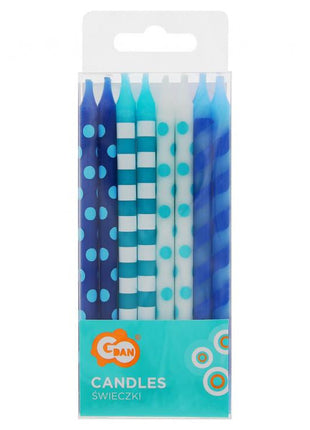 Kék Dots tortagyertya, gyertya szett 16 db-os
