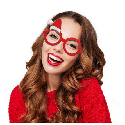 Karácsonyi Red szemüveg kicsi Mikulás sapkával rajta