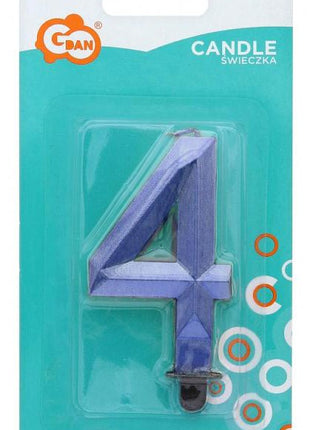 Kék 4-es Diamond Metallic számgyertya, tortagyertya