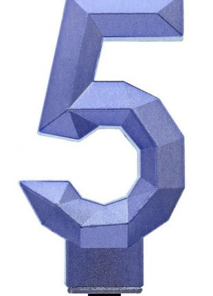Kék 5-ös Diamond Metallic számgyertya, tortagyertya