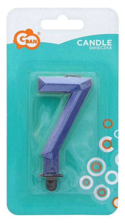 Kék 7-es Diamond Metallic számgyertya, tortagyertya 7-es