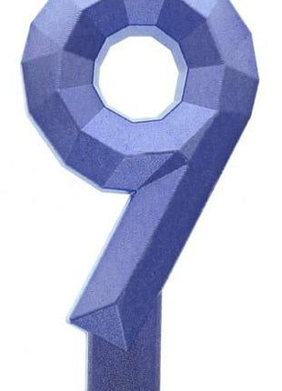 Kék 9-es Diamond Metallic számgyertya, tortagyertya