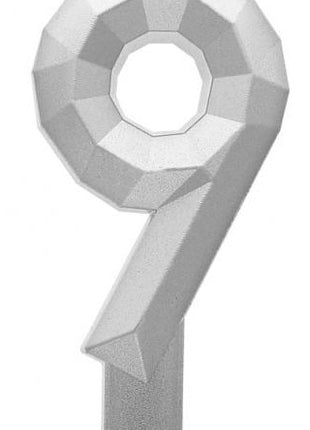 Ezüst 9-es Diamond Metallic számgyertya, tortagyertya