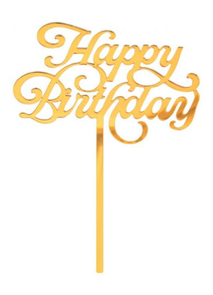 Arany Happy Birthday Gold torta dekoráció 15 cm