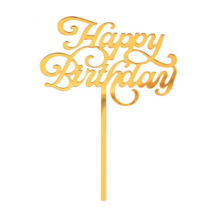 Arany Happy Birthday Gold torta dekoráció 15 cm