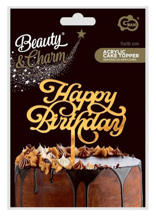 Arany Happy Birthday Gold torta dekoráció 15 cm