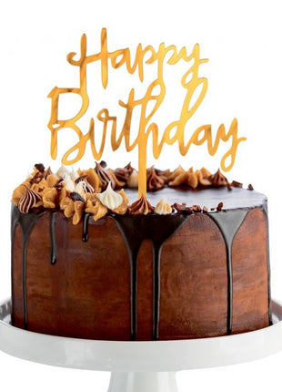 Arany Happy Birthday Gold torta dekoráció 15 cm